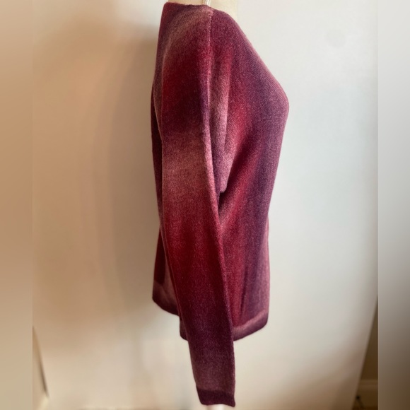 CHARLIE B Women's Dolman L/S Ombre Space Dye Striped Wine Sweater Size L NEW - Picture 7 of 12